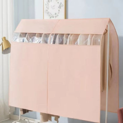 housse tissu penderie protege vetements rose attache portant blanc