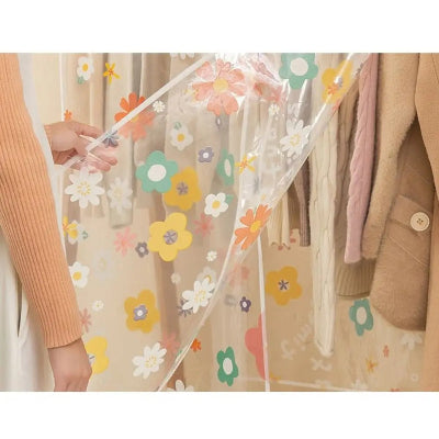 housses penderie vetements motif fleur vert jaune blanche orange