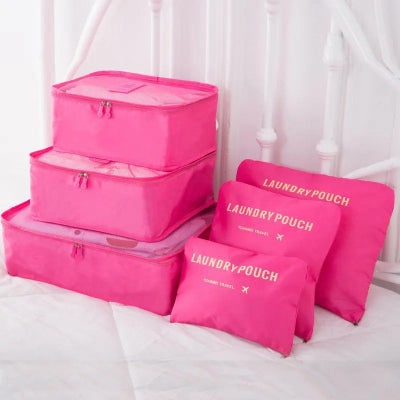 organisateur de valise rose 3 cubes 3 pochettes