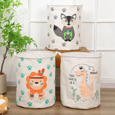 panier à linge enfant lion renard dinosaure