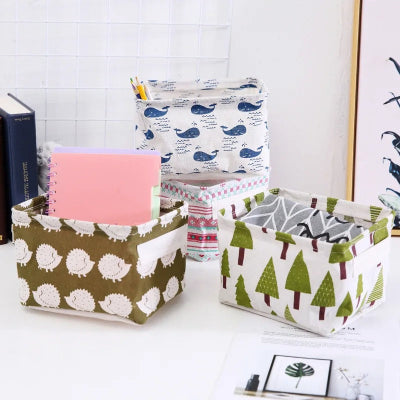 panier de rangement multicolore tissu résistant imperméable hérisson sapin baleine