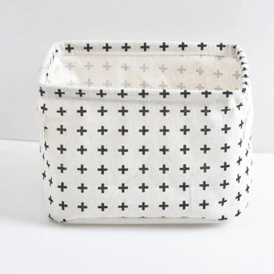 panier rangement blanc croix noir poignées renforcées
