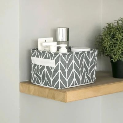 panier rangement blanc flèche gris pose étagère produit beauté