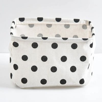 panier rangement blanc pois noir poignées renforcées