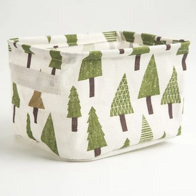 panier rangement blanc sapin vert marron 2 poignées renfoncées