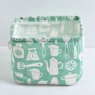 panier rangement bleu turquoise motif
ustensile cuisine blanc pois poignées renforcées