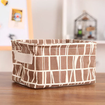panier rangement marron motif marron blanc poignées table
