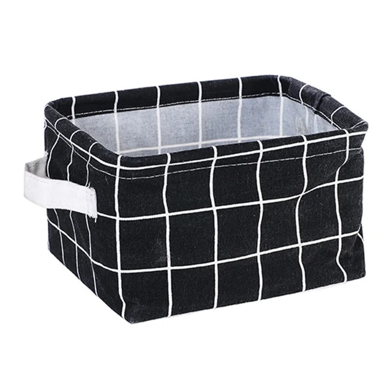 panier rangement quadrillage noir blanc chambre bureau buanderie salon salle de bain