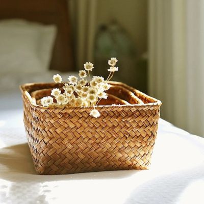 paniers de rangement 3 boites rangee l_une dans l_autre fleur seche dans panier