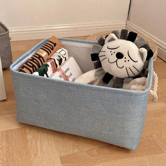 paniers de rangement bleu 2 poignées tresse corde vêtements peluche chat