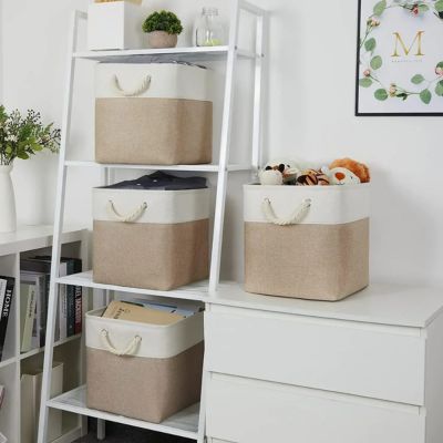 paniers de rangement poignée tresse étagère cube rendu décoratif range 