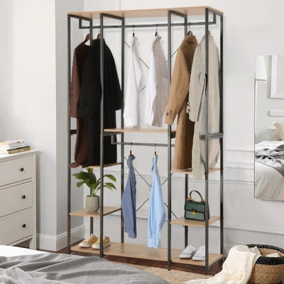 penderie dressing chambre 2 tringles 5 étagères manteau chemise chaussures