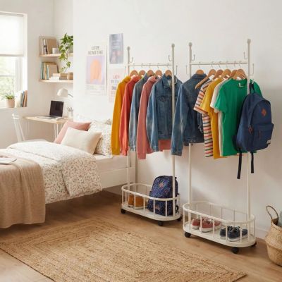 portant à vetement blanc 80 cm suspendu vêtement adolescent chambre