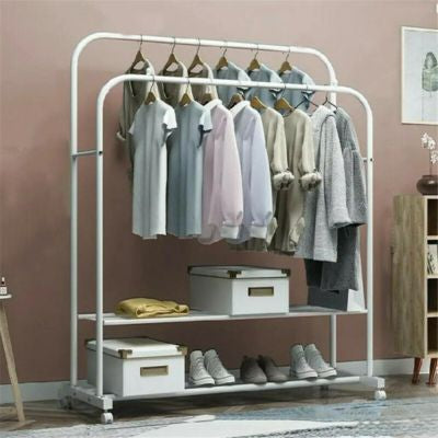 portant à vetement blanc chemise manteau étagère boite rangement