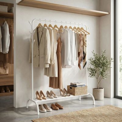 portant à vetement blanc crée dressing suspendu veste robe chemise