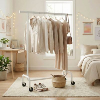 portant à vetement blanc suspendu robe chemise chambre adolescent