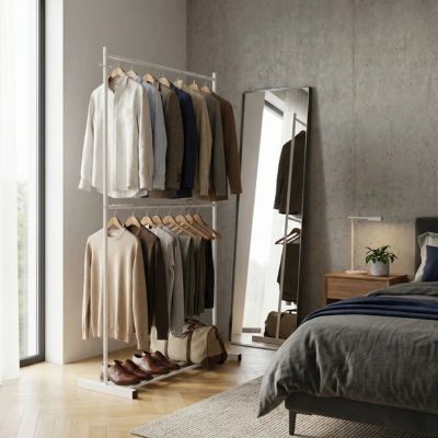 portant à vetement blanc suspendu veste pull robe chemise chambre 