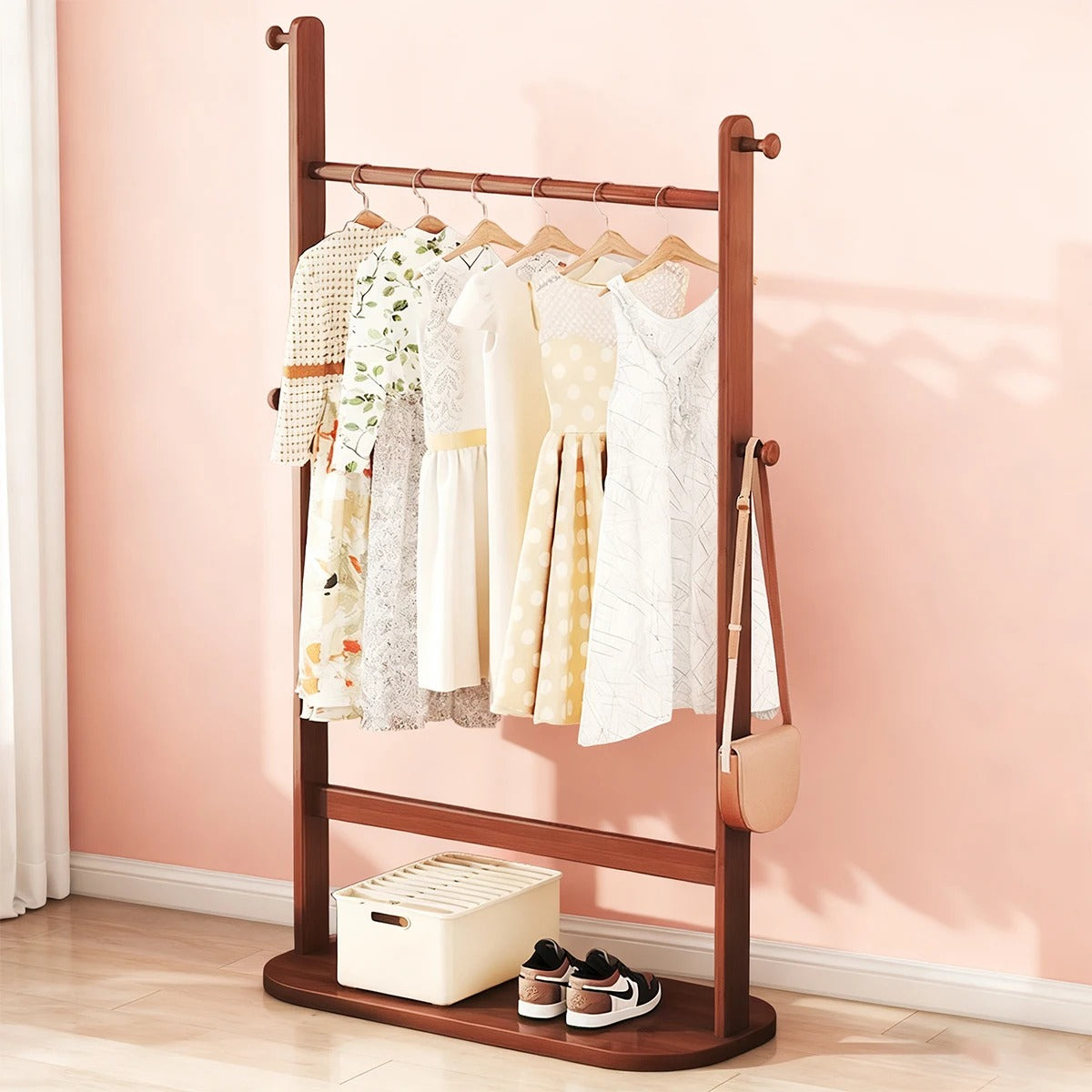 portants vetements en bois robe suspendu sac chaussure 