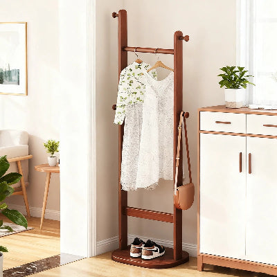 portants vetements en bois robes accroches sac chaussure boite entree