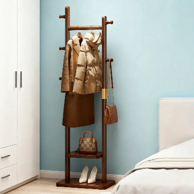 portants vetements en bois suspendu manteau sac chaussure lit armoire