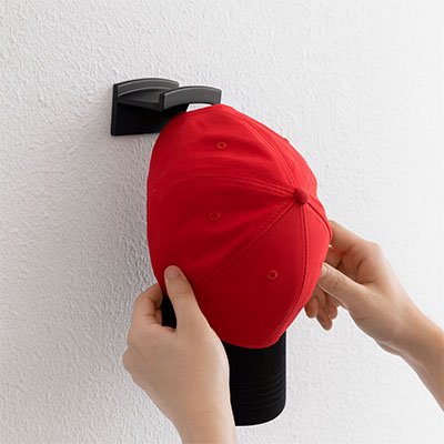 porte casquette noir fixe au mur main suspend casquette