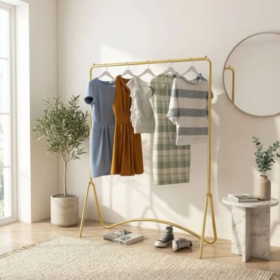 porte vetement chambre dore 4 pieds miroir chevet