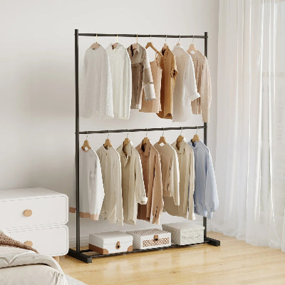 porte vetement noir 2 barres 100 cm chemises