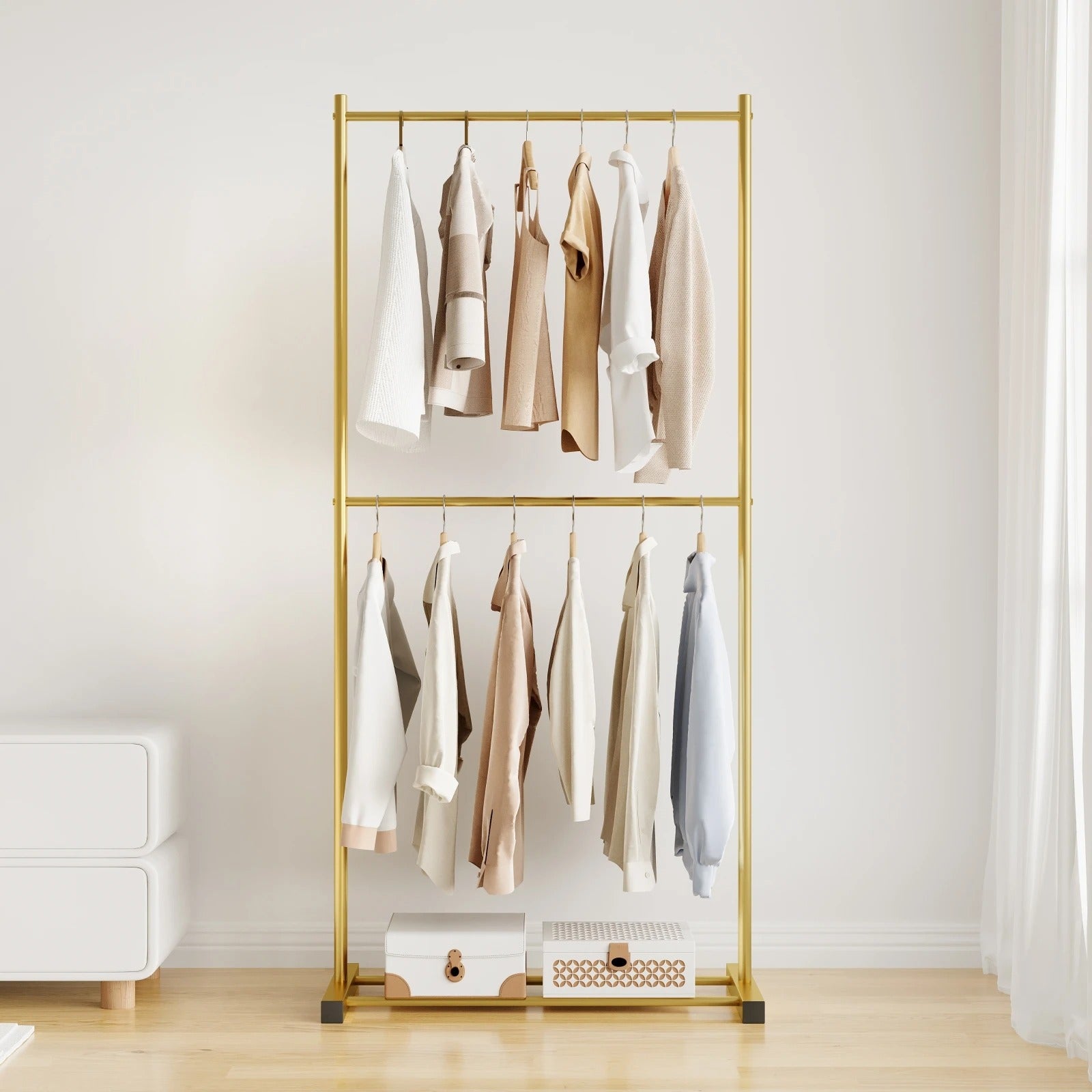 porte vetement or 2 barres 60 cm chemises