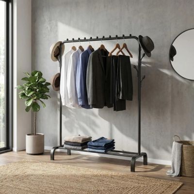 porte vetement suspendu vêtements homme miroir panier chambre