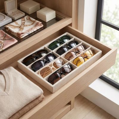 rangement lunette 8 compartiments dans un tiroir dressing femme