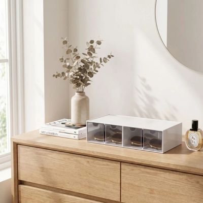 rangement lunette blanc 4 compartiments fermes