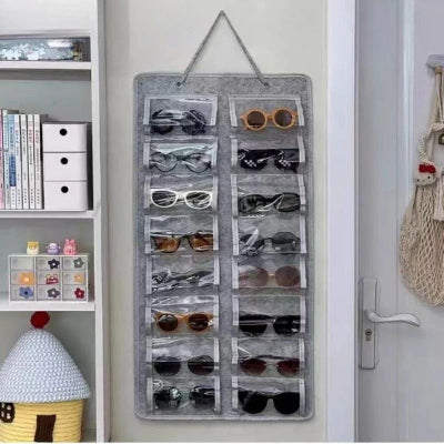rangement lunette gris 16 emplacements suspendu mur chambre