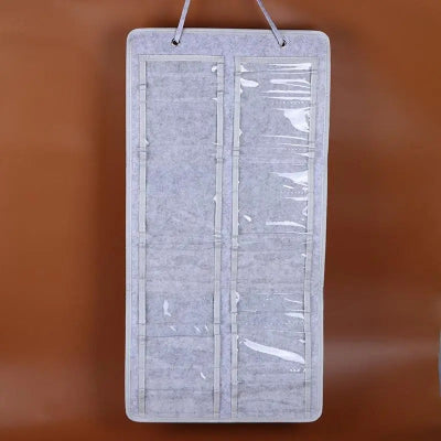 rangement lunette gris en feutre et pvc