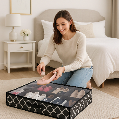 rangement sous lit femme veut ranger ballerine compartiment rangement optimise