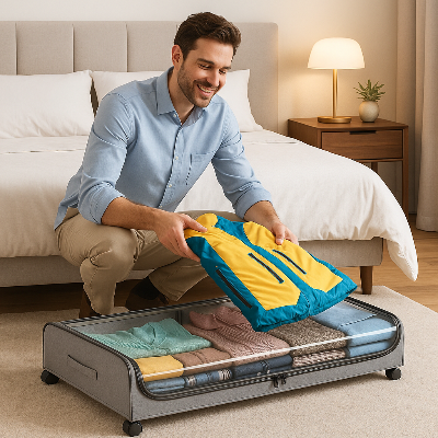 rangement sous lit homme range combinaison de ski