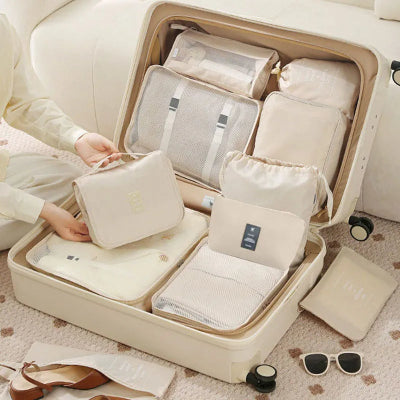 rangement valise beige organisateur 10 rangement differente taille dispose valise