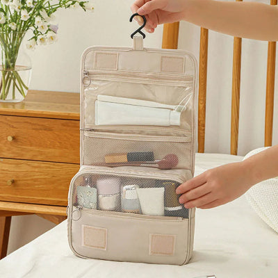 rangement valise trousse de toilette pochette transparente crochet pour attacher
