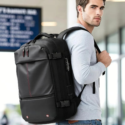 sac a dos voyage avion homme aéroport enregistrement départ