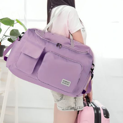 sac voyage violet multipoche femme porte anse valise
