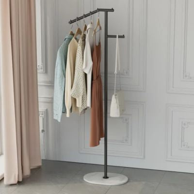 valet de chambre noir 2 branches rangement sur pied