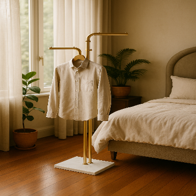 valet de chambre socle barre dore pierre chemise suspendu chambre